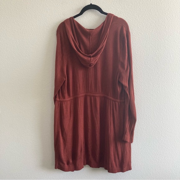 Torrid Anorak Hooded Cinch Waist Sweater Cardigan Rust Fall Lightweight Rayon - Picture 4 of 10